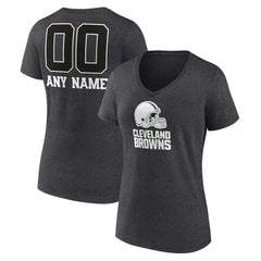 Cleveland Browns Women's Personalized Name & Number Monochrome V-Neck Long Sleeve T-Shirt - Charcoal sale
