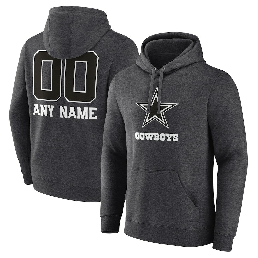 Dallas Cowboys Personalized Name & Number Monochrome Pullover Hoodie - Charcoal on sale