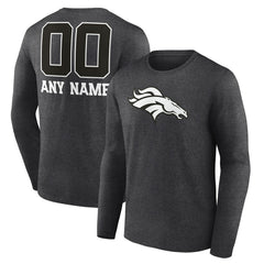 Denver Broncos Personalized Name & Number Monochrome Long Sleeve T-Shirt - Charcoal outlet