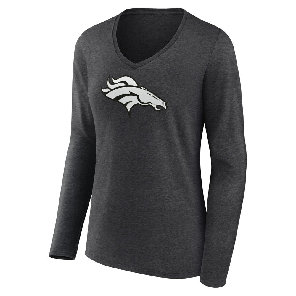 Denver Broncos Women's Personalized Name & Number Monochrome V-neck T-Shirt - Charcoal online