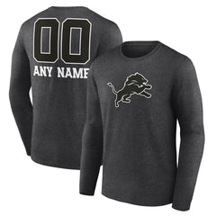 Detroit Lions Personalized Name & Number Monochrome Long Sleeve T-Shirt - Charcoal online