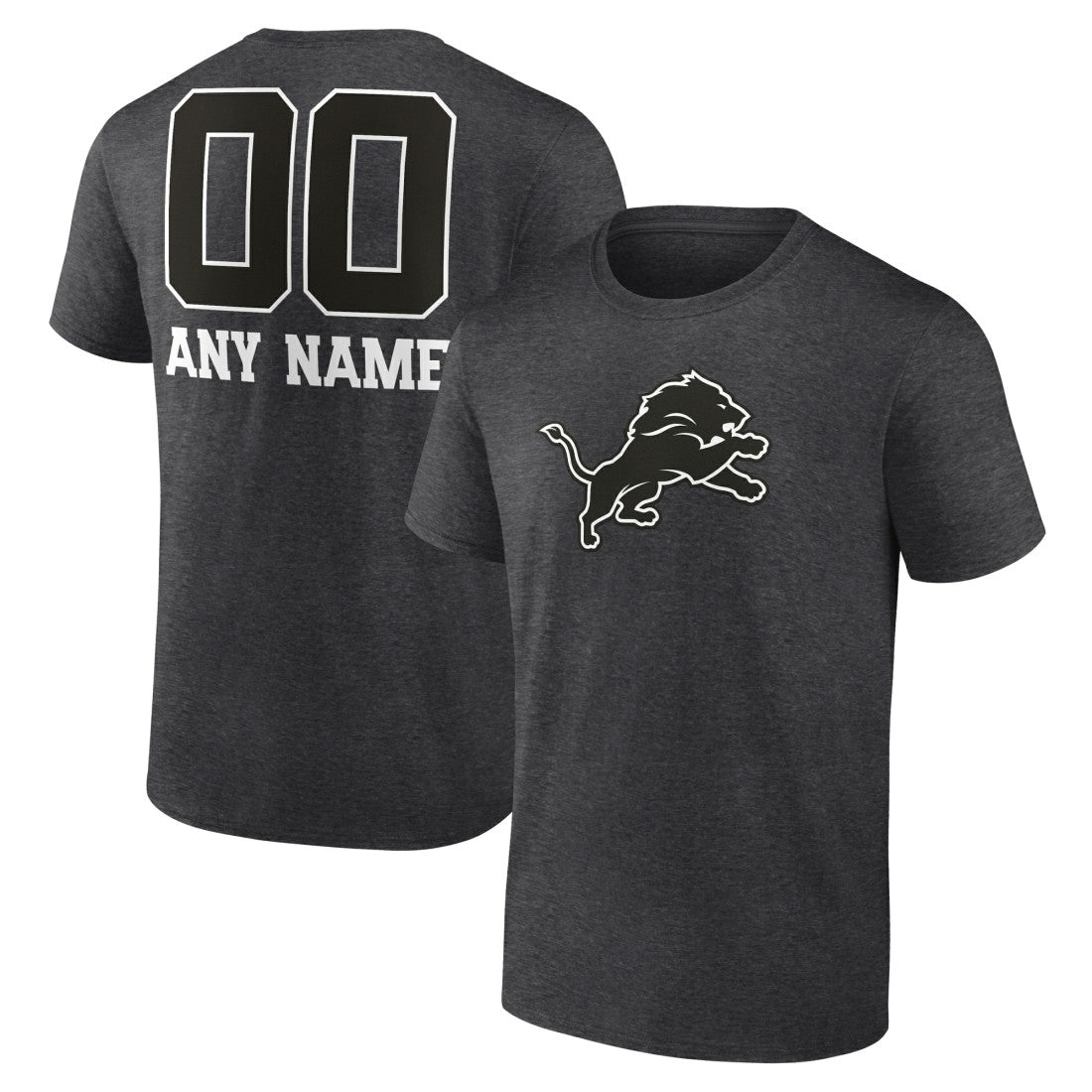 Detroit Lions Personalized Name & Number Monochrome T-Shirt - Charcoal online