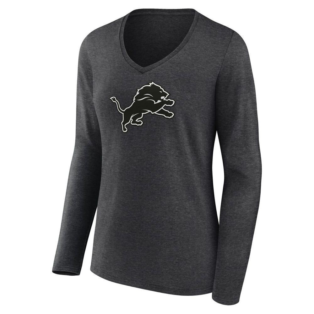 Detroit Lions Women's Personalized Name & Number Monochrome V-neck T-Shirt - Charcoal for sale