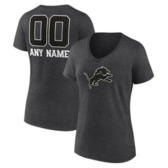 Detroit Lions Women's Personalized Name & Number Monochrome V-Neck Long Sleeve T-Shirt - Charcoal sale