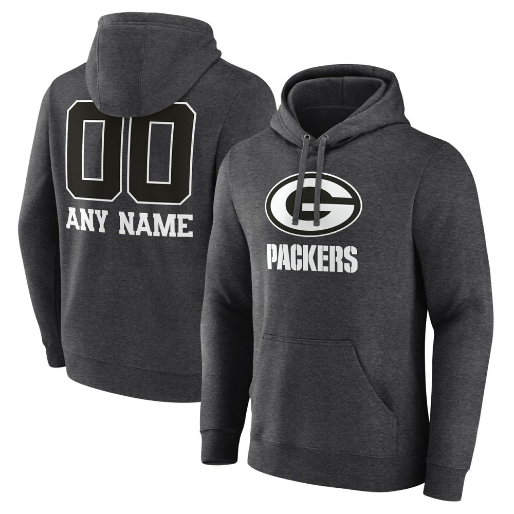 Green Bay Packers Personalized Name & Number Monochrome Pullover Hoodie - Charcoal online
