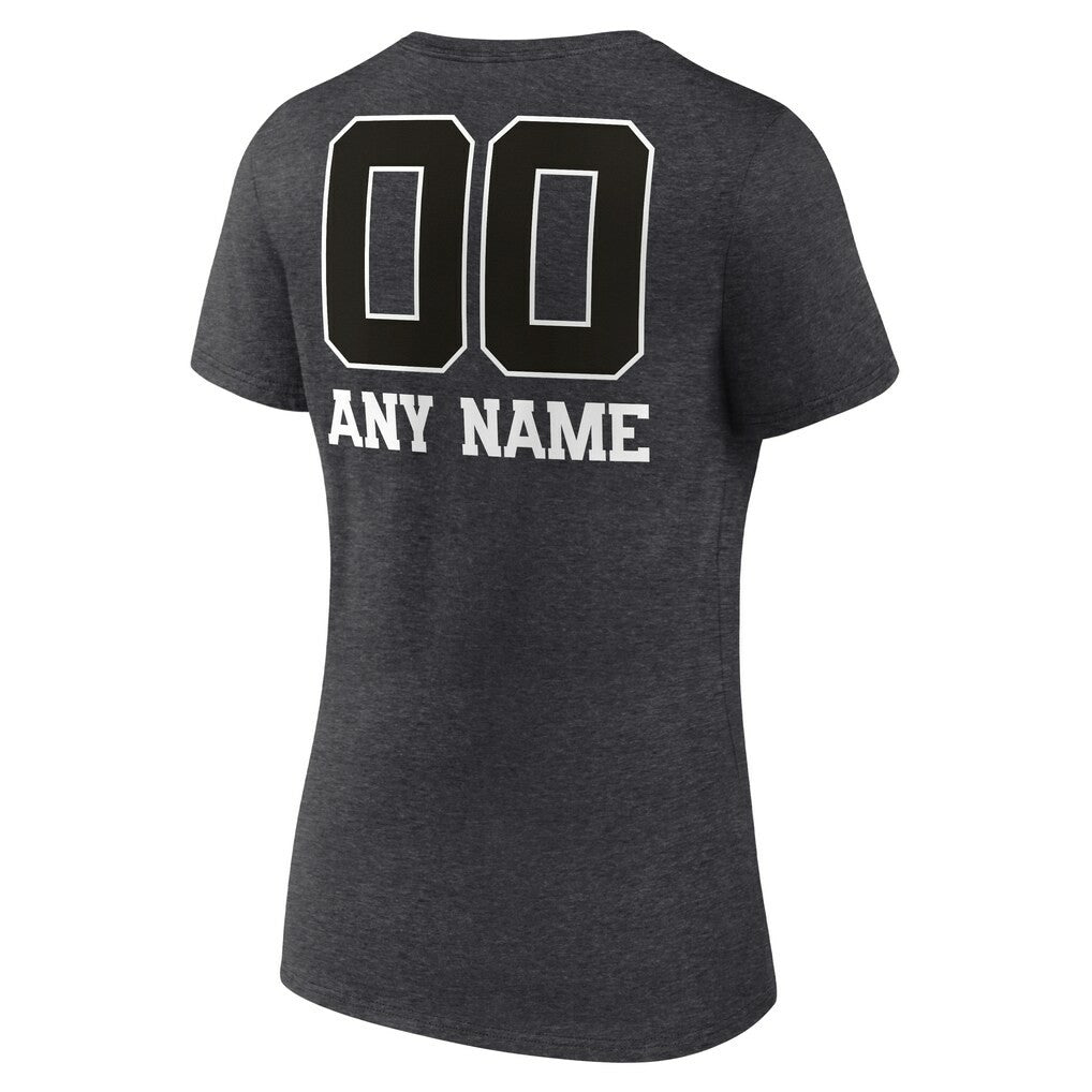 Green Bay Packers Women's Personalized Name & Number Monochrome V-Neck Long Sleeve T-Shirt - Charcoal sale