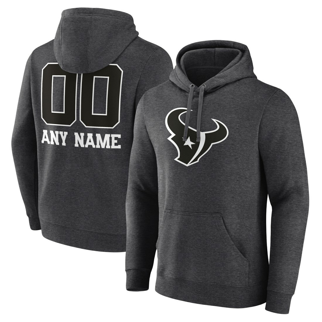 Houston Texans Personalized Name & Number Monochrome Pullover Hoodie - Charcoal discount