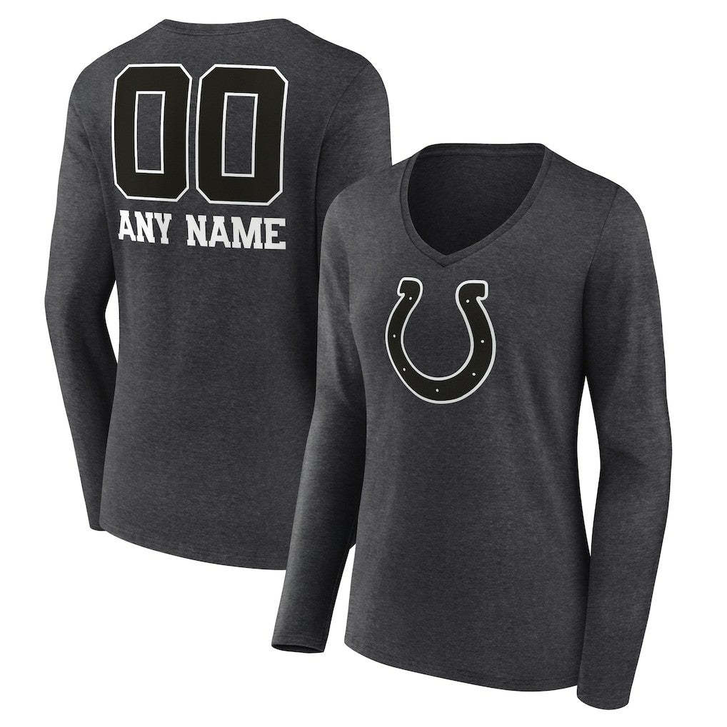 Indianapolis Colts Women's Personalized Name & Number Monochrome V-neck T-Shirt - Charcoal discount