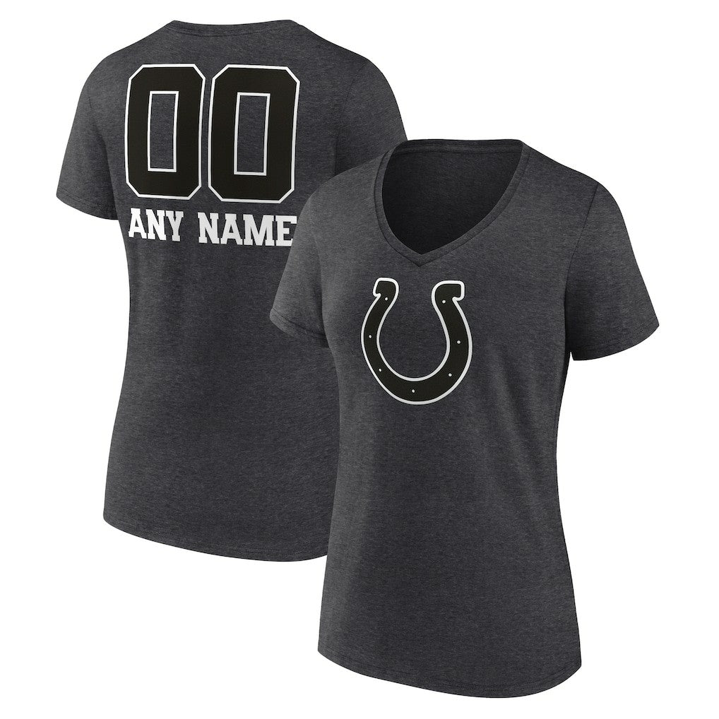 Indianapolis Colts Women's Personalized Name & Number Monochrome V-Neck Long Sleeve T-Shirt - Charcoal outlet
