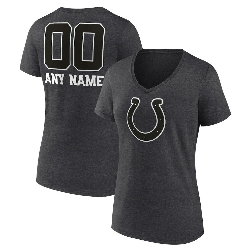 Indianapolis Colts Women's Personalized Name & Number Monochrome V-Neck Long Sleeve T-Shirt - Charcoal outlet