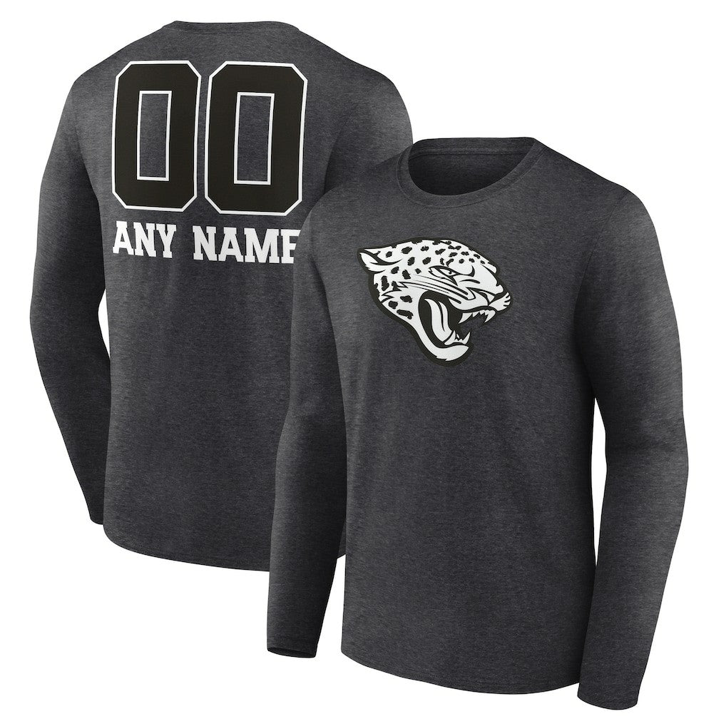 Jacksonville Jaguars Personalized Name & Number Monochrome Long Sleeve T-Shirt - Charcoal sale