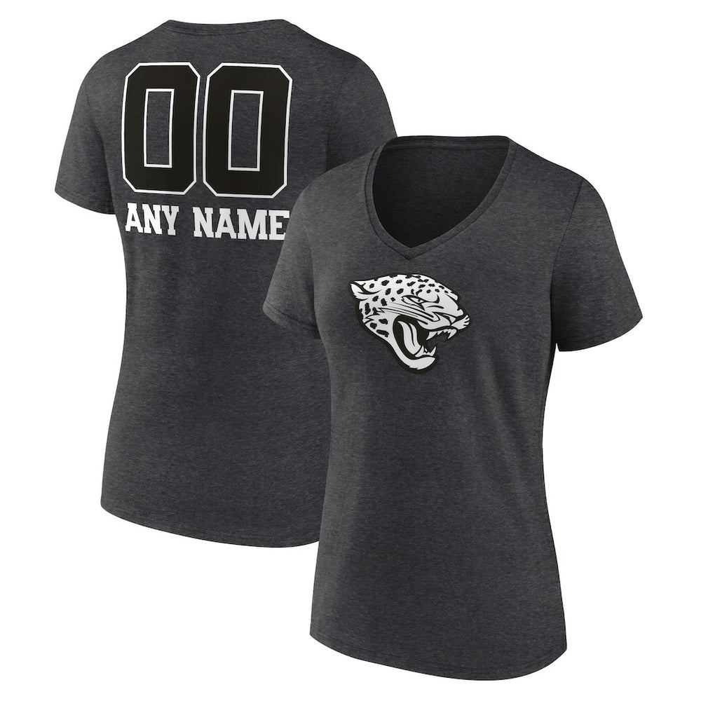 Jacksonville Jaguars Women's Personalized Name & Number Monochrome V-Neck Long Sleeve T-Shirt - Charcoal discount