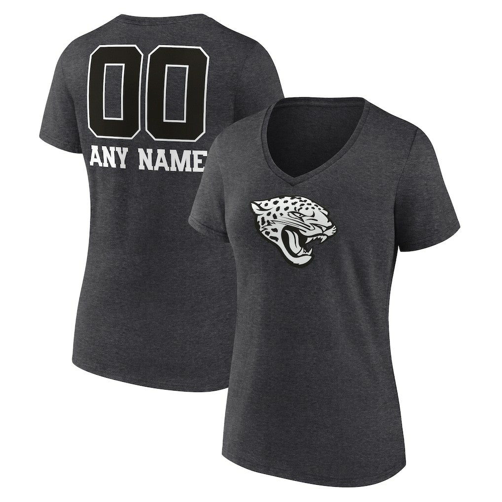 Jacksonville Jaguars Women's Personalized Name & Number Monochrome V-Neck Long Sleeve T-Shirt - Charcoal discount