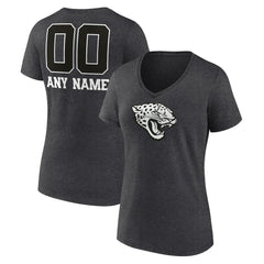 Jacksonville Jaguars Women's Personalized Name & Number Monochrome V-Neck Long Sleeve T-Shirt - Charcoal discount