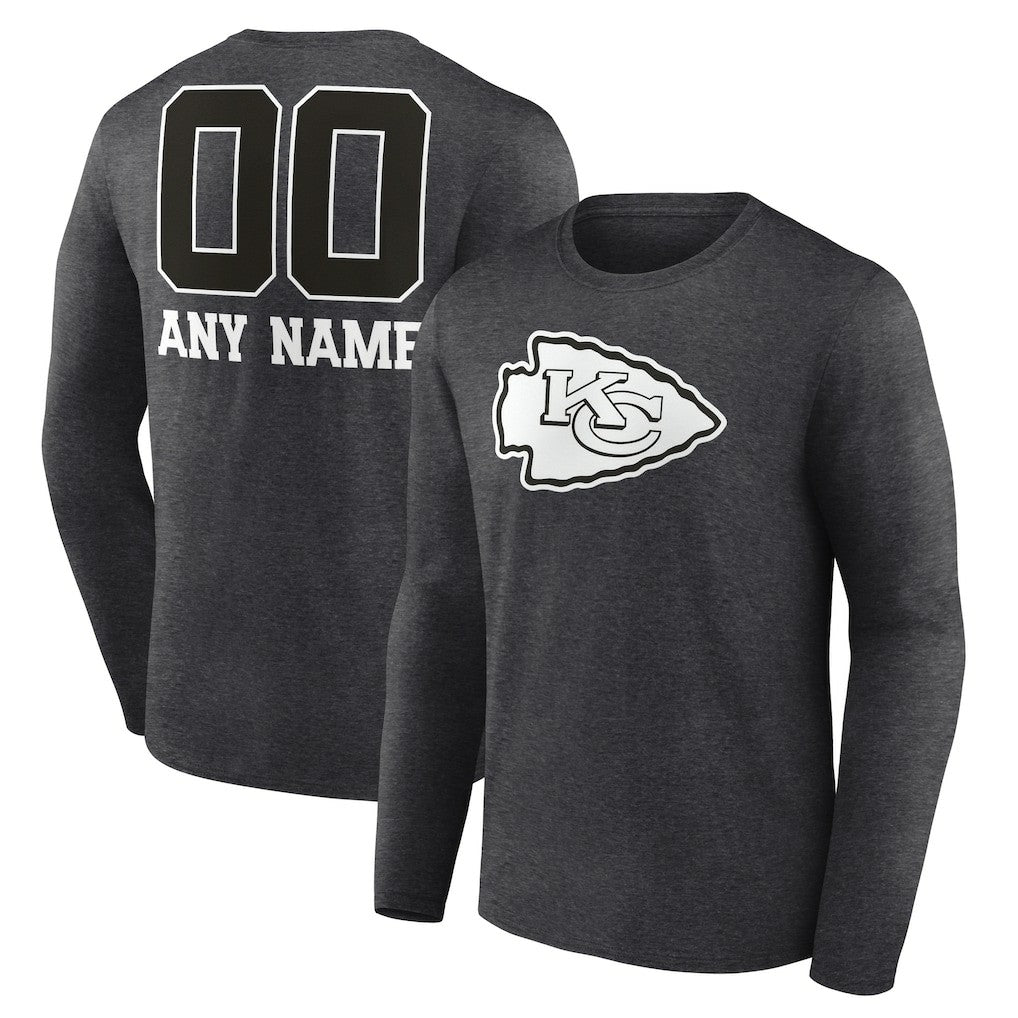 Kansas City Chiefs Personalized Name & Number Monochrome Long Sleeve T-Shirt - Charcoal online