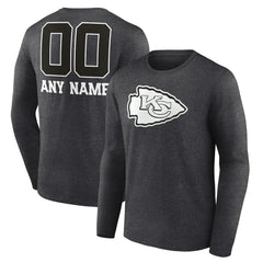 Kansas City Chiefs Personalized Name & Number Monochrome Long Sleeve T-Shirt - Charcoal online