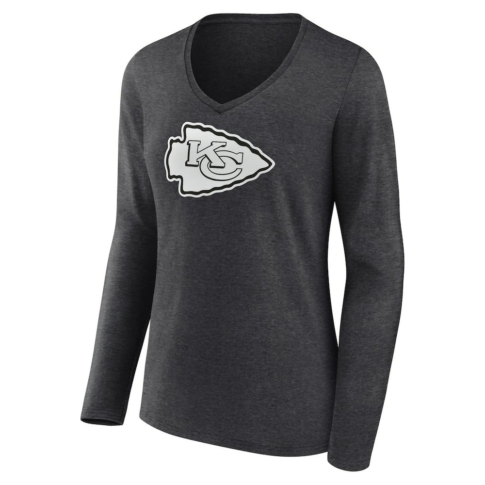 Kansas City Chiefs Women's Personalized Name & Number Monochrome V-neck T-Shirt - Charcoal cheap