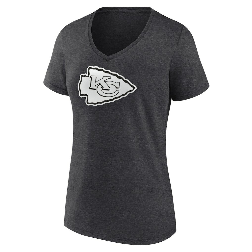 Kansas City Chiefs Women's Personalized Name & Number Monochrome V-Neck Long Sleeve T-Shirt - Charcoal on sale