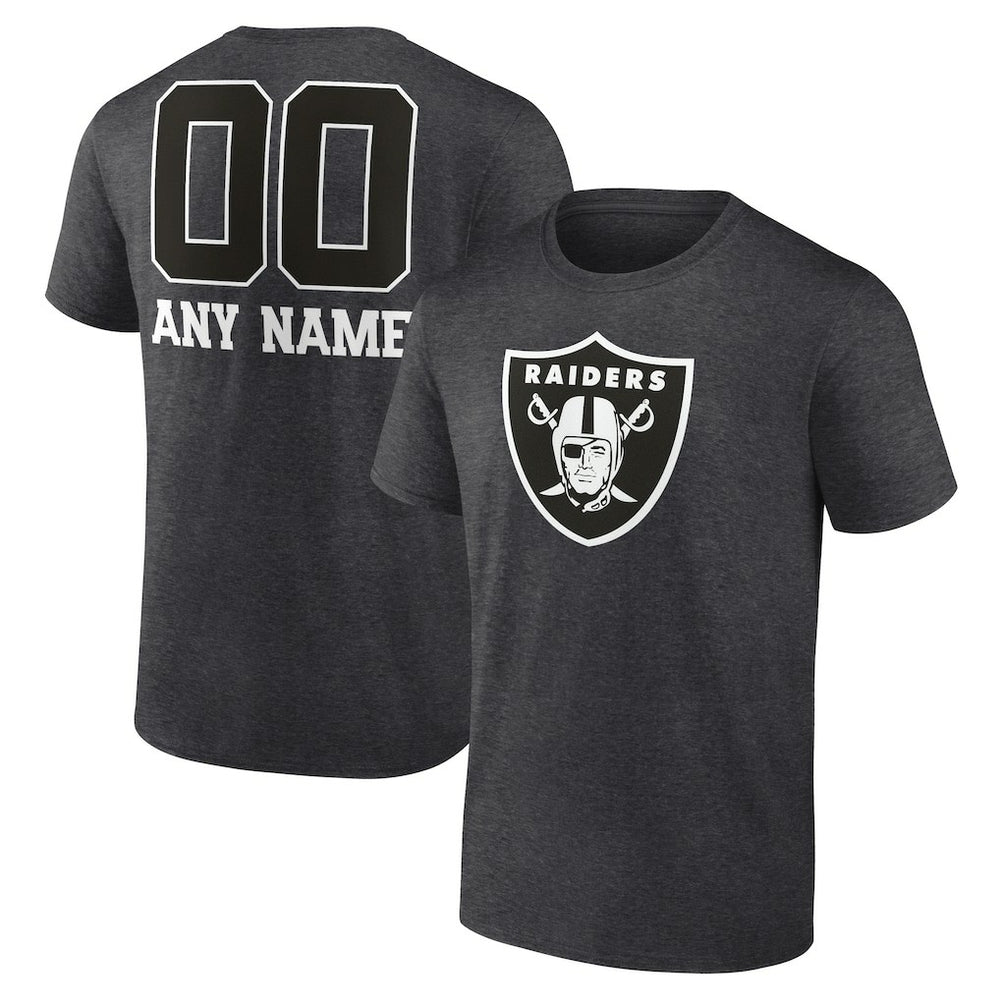 Las Vegas Raiders Personalized Name & Number Monochrome T-Shirt - Charcoal discount