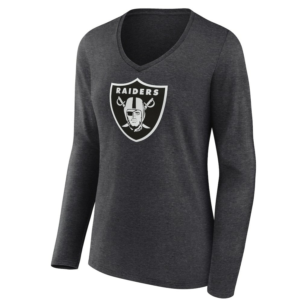 Las Vegas Raiders Women's Personalized Name & Number Monochrome V-neck T-Shirt - Charcoal on sale