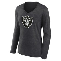 Las Vegas Raiders Women's Personalized Name & Number Monochrome V-neck T-Shirt - Charcoal on sale