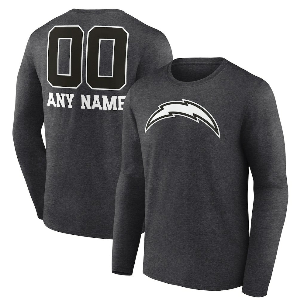 Los Angeles Chargers Personalized Name & Number Monochrome Long Sleeve T-Shirt - Charcoal cheap