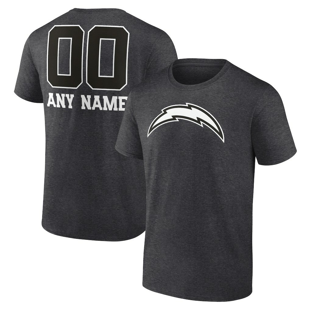 Los Angeles Chargers Personalized Name & Number Monochrome T-Shirt - Charcoal online