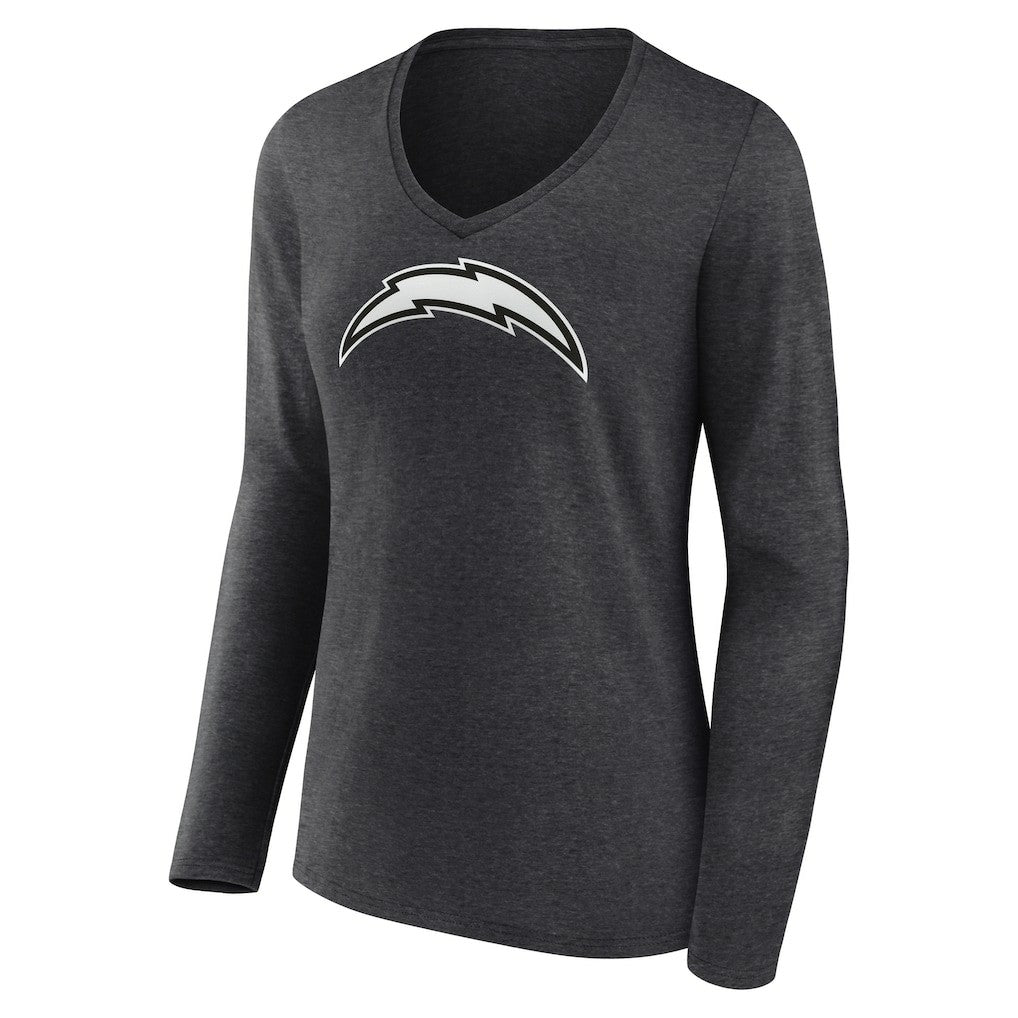 Los Angeles Chargers Women's Personalized Name & Number Monochrome V-neck T-Shirt - Charcoal online