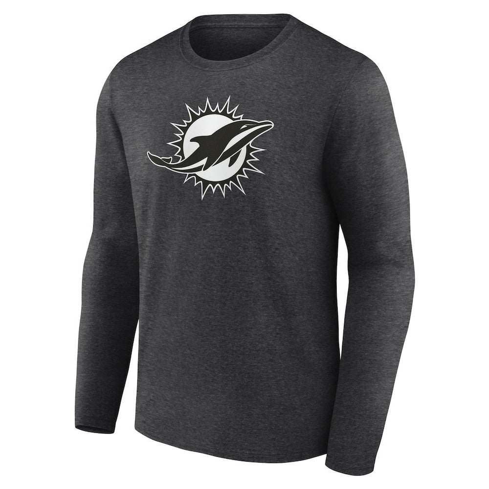 Miami Dolphins Personalized Name & Number Monochrome Long Sleeve T-Shirt - Charcoal on sale