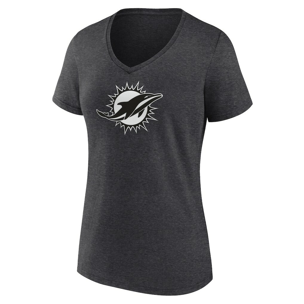 Miami Dolphins Women's Personalized Name & Number Monochrome V-Neck Long Sleeve T-Shirt - Charcoal outlet