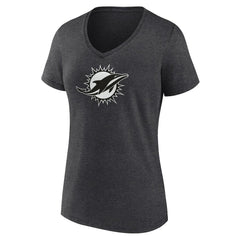 Miami Dolphins Women's Personalized Name & Number Monochrome V-Neck Long Sleeve T-Shirt - Charcoal outlet