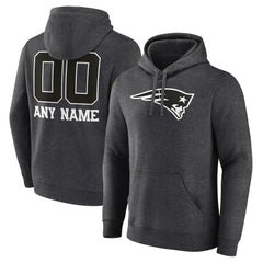 New England Patriots Personalized Name & Number Monochrome Pullover Hoodie - Charcoal for sale