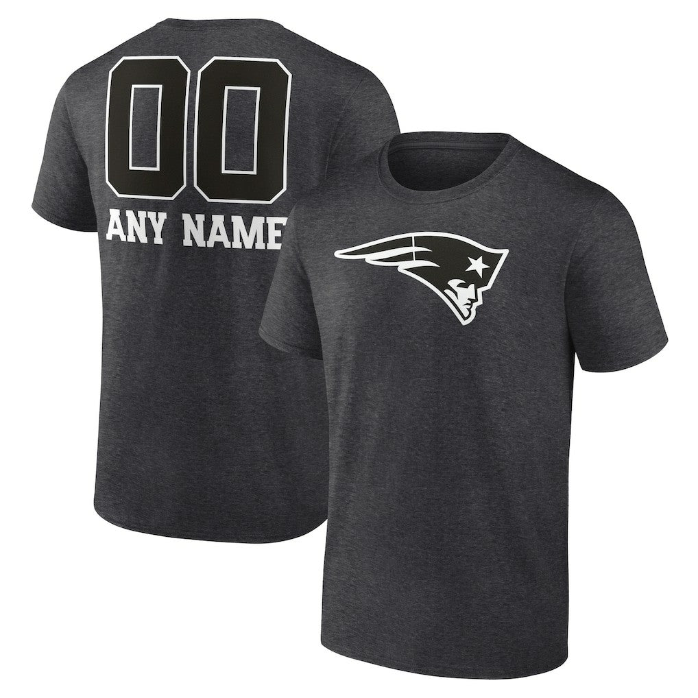 New England Patriots Personalized Name & Number Monochrome T-Shirt - Charcoal discount