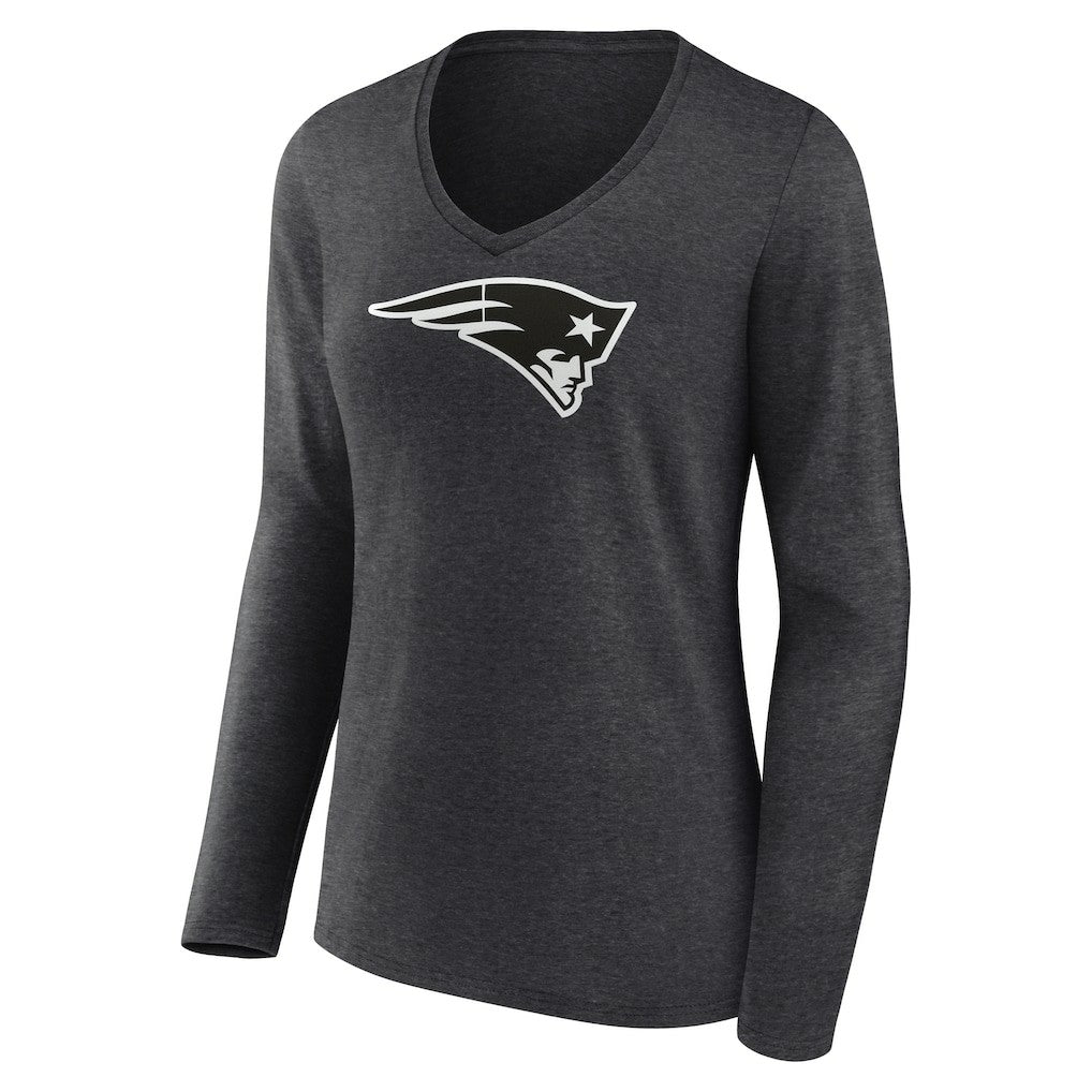 New England Patriots Women's Personalized Name & Number Monochrome V-neck T-Shirt - Charcoal cheap