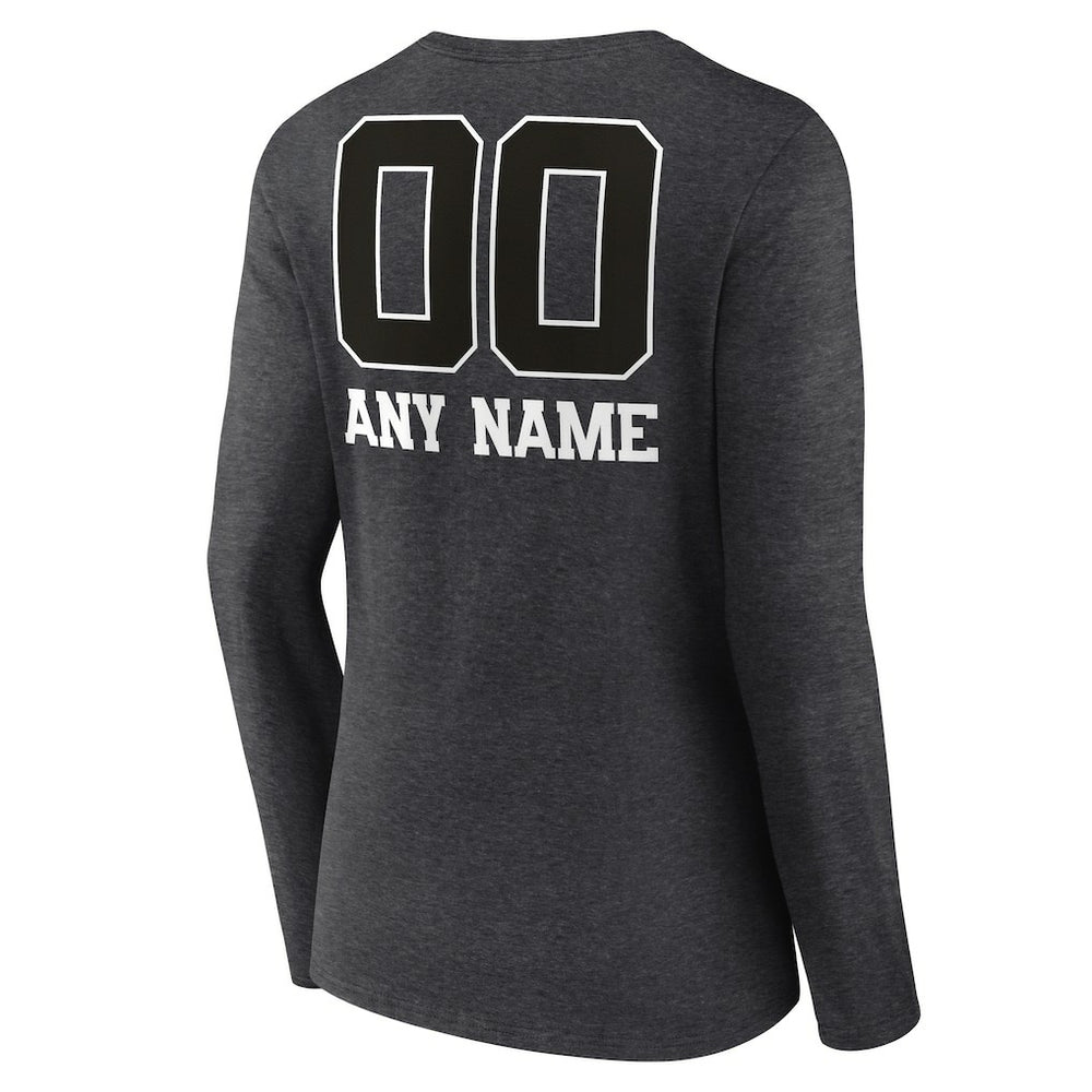 New England Patriots Women's Personalized Name & Number Monochrome V-neck T-Shirt - Charcoal cheap