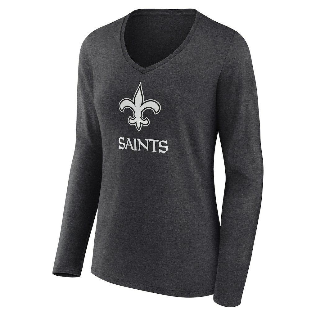 New Orleans Saints Women's Personalized Name & Number Monochrome V-neck T-Shirt - Charcoal on sale