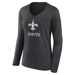 New Orleans Saints Women's Personalized Name & Number Monochrome V-neck T-Shirt - Charcoal on sale