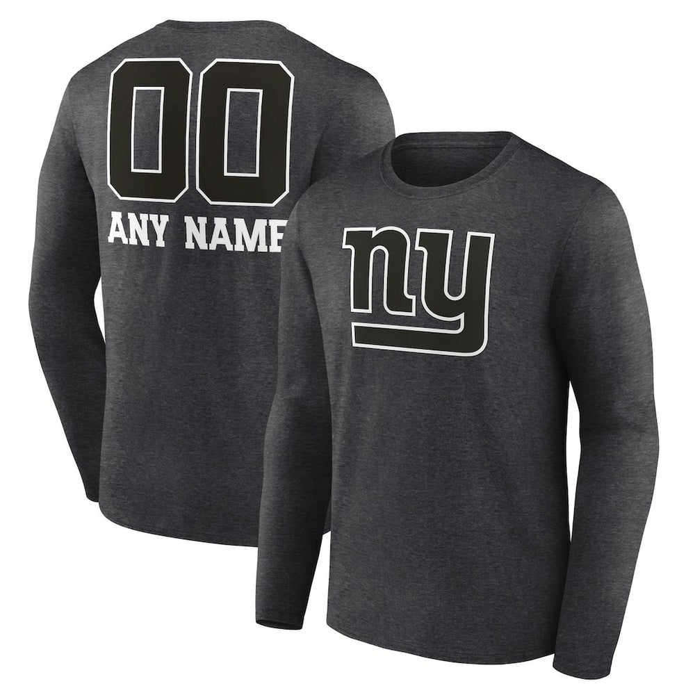 New York Giants Personalized Name & Number Monochrome Long Sleeve T-Shirt - Charcoal sale