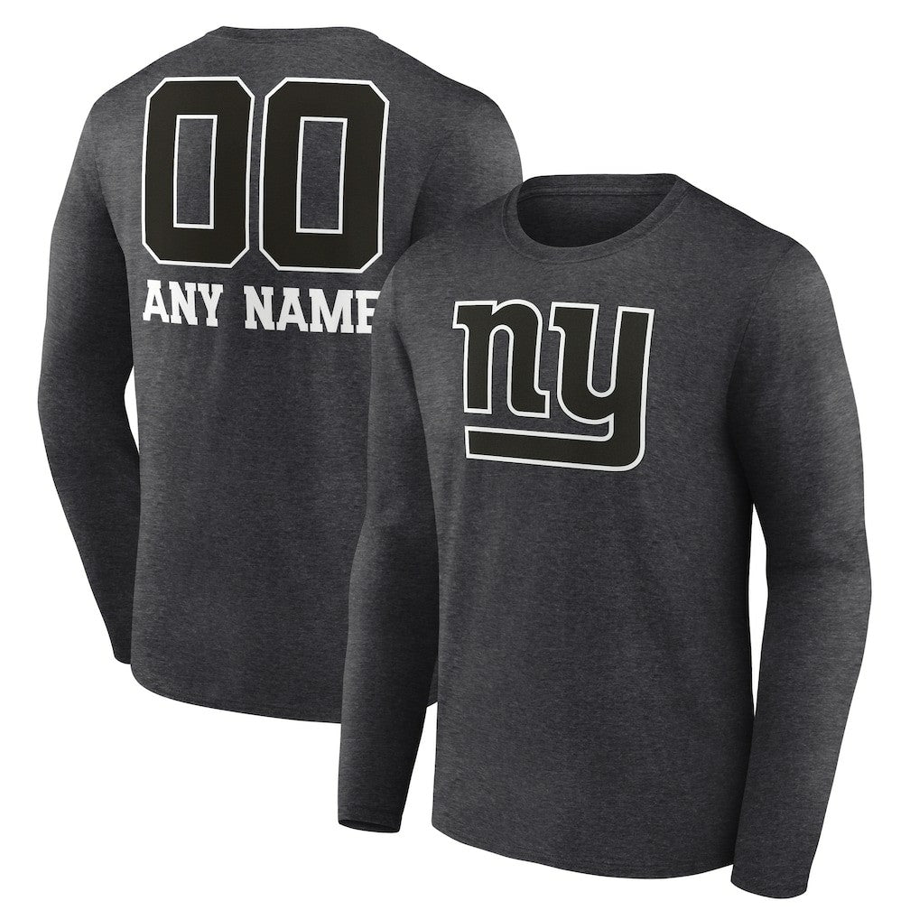 New York Giants Personalized Name & Number Monochrome Long Sleeve T-Shirt - Charcoal sale