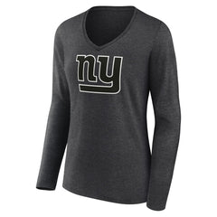 New York Giants Women's Personalized Name & Number Monochrome V-neck T-Shirt - Charcoal on sale