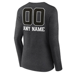 New York Giants Women's Personalized Name & Number Monochrome V-neck T-Shirt - Charcoal on sale