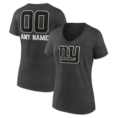 New York Giants Women's Personalized Name & Number Monochrome V-Neck Long Sleeve T-Shirt - Charcoal for sale
