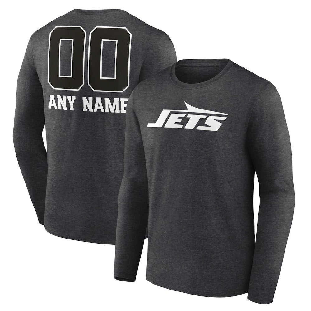 New York Jets Personalized Name & Number Monochrome Long Sleeve T-Shirt - Charcoal online