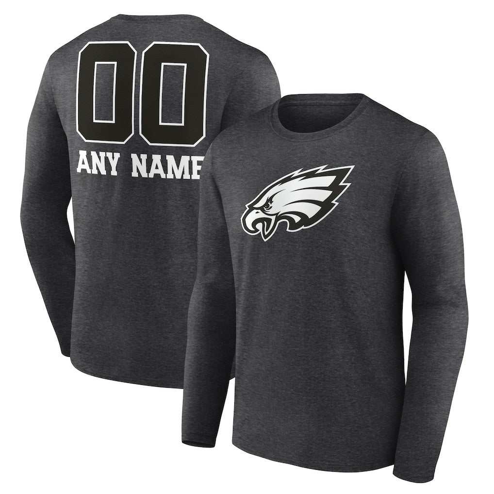 Philadelphia Eagles Personalized Name & Number Monochrome Long Sleeve T-Shirt - Charcoal cheap