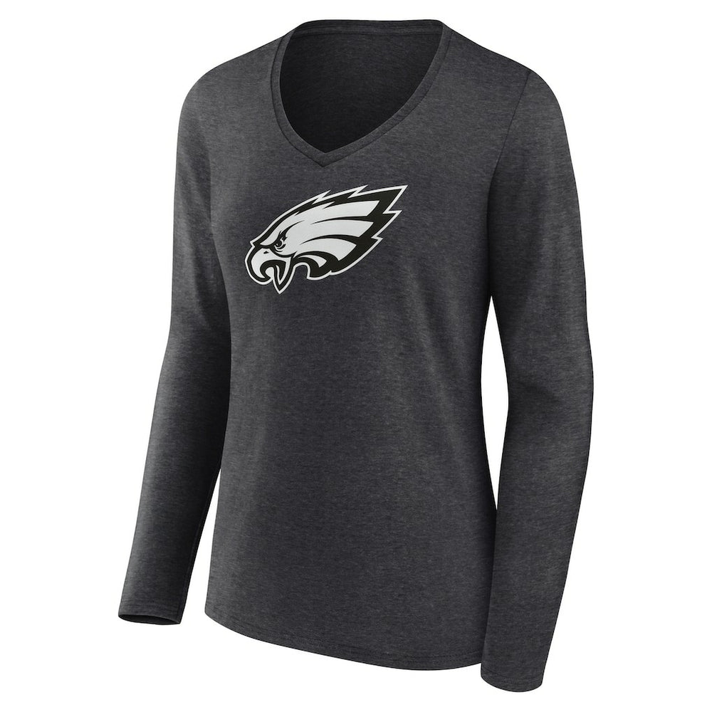 Philadelphia Eagles Women's Personalized Name & Number Monochrome V-neck T-Shirt - Charcoal on sale