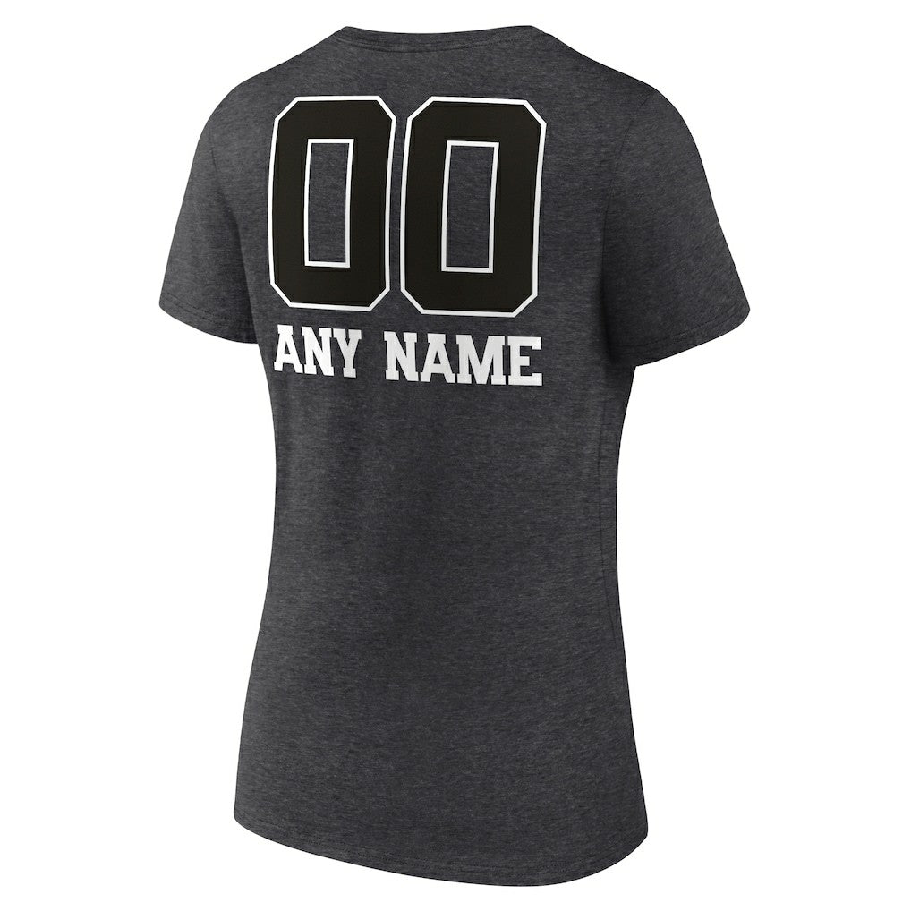 Philadelphia Eagles Women's Personalized Name & Number Monochrome V-Neck Long Sleeve T-Shirt - Charcoal cheap