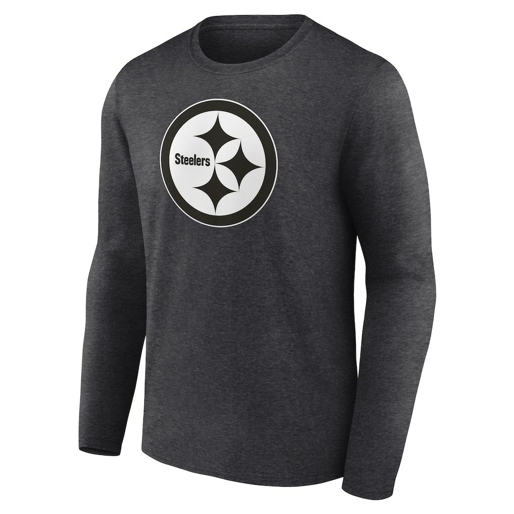 Pittsburgh Steelers Personalized Name & Number Monochrome Long Sleeve T-Shirt - Charcoal discount