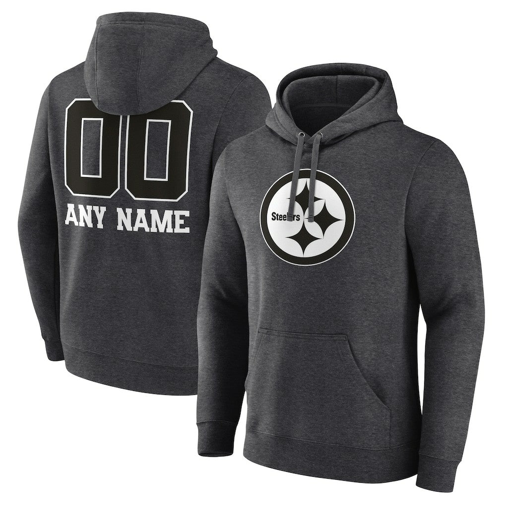 Pittsburgh Steelers Personalized Name & Number Monochrome Pullover Hoodie - Charcoal discount