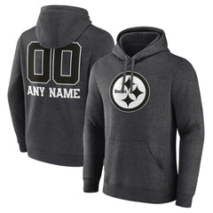 Pittsburgh Steelers Personalized Name & Number Monochrome Pullover Hoodie - Charcoal discount