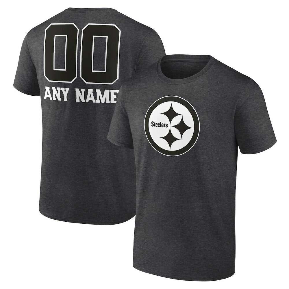 Pittsburgh Steelers Personalized Name & Number Monochrome T-Shirt - Charcoal sale